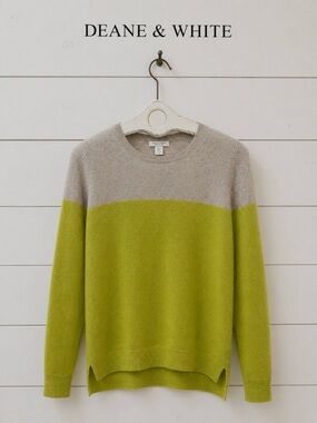 DEANE & WHITE Yellow &  gray Beige Cashmere Sweater Size S